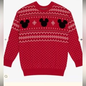 Disney Red Crewneck Sweater with Mickey Mouse Design